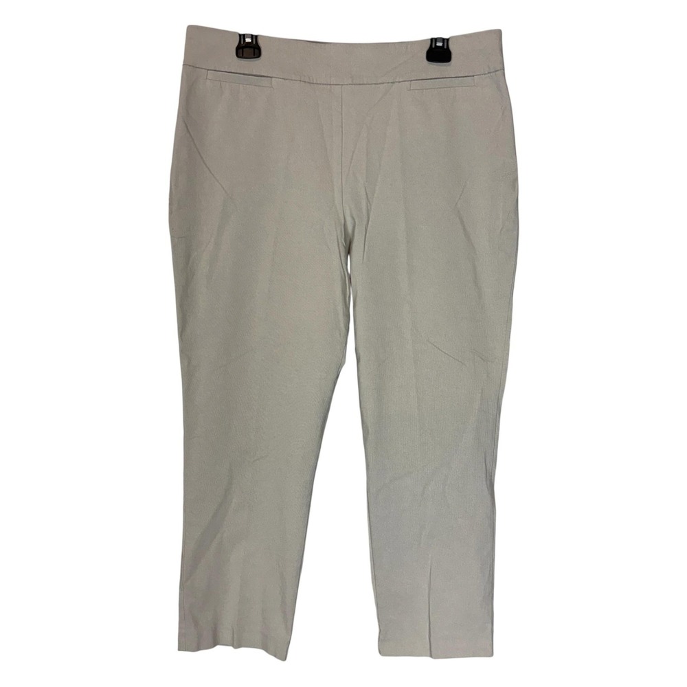 Talbots‎ Pants Womens 14 Beige Ponte Knit Ankle Tapered Pull On Stretch Casual